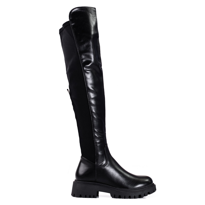Botas altas Shelovet para mujer fabricadas en piel ecológica negro
