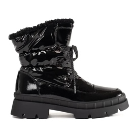 Botas de nieve de mujer negras con pelo negro