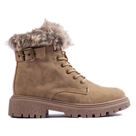 Botas de montaña de mujer con pelo beige