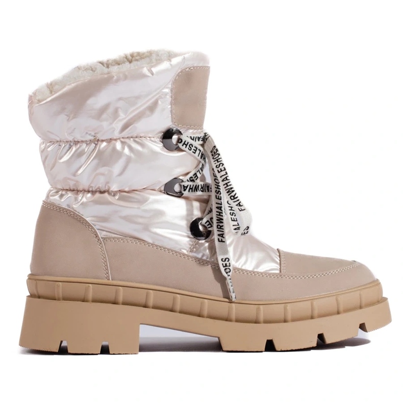 Botas de nieve de mujer beige con pelo