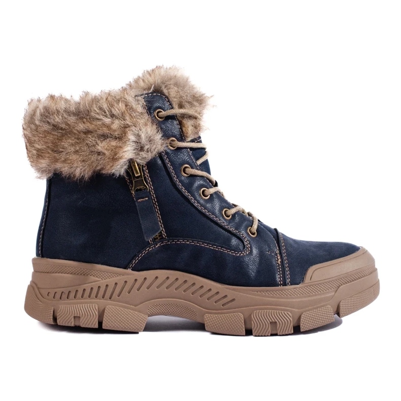 Botas de montaña de mujer azules con pelo.