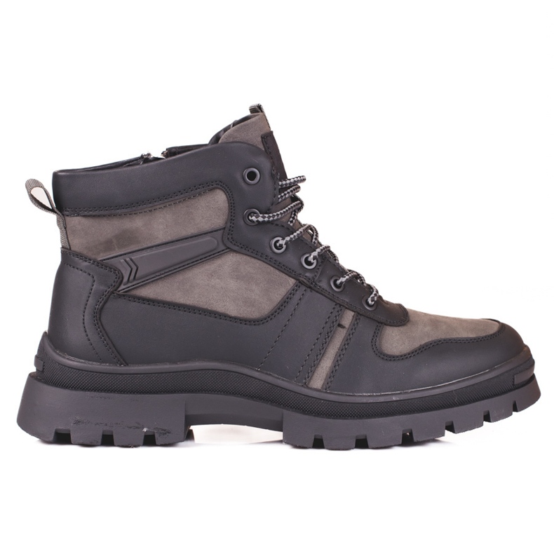 Botas de invierno para hombre con aislamiento de piel. gris