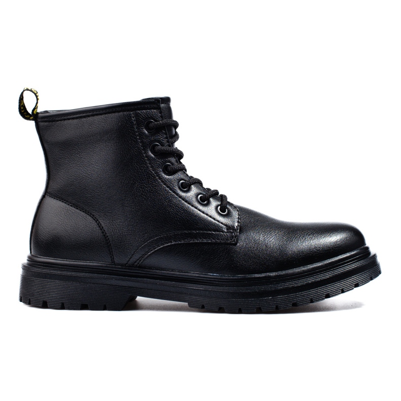 SHELOVET Botas de montaña de piel ecológica negra para hombre negro