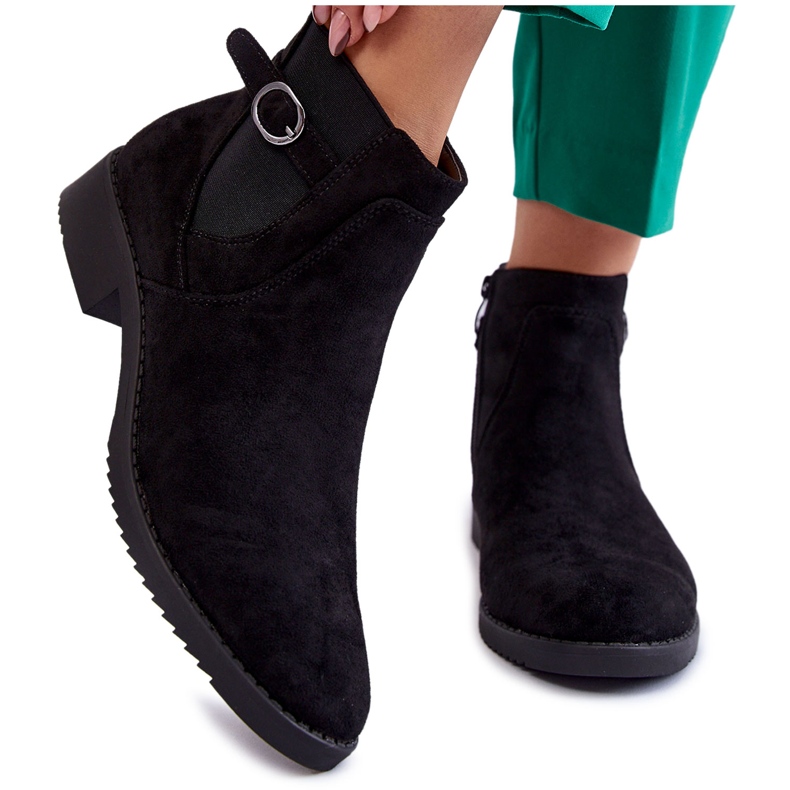 PJ1 Botines Mujer Gamuza Cálida Jodhpur Negro Janette