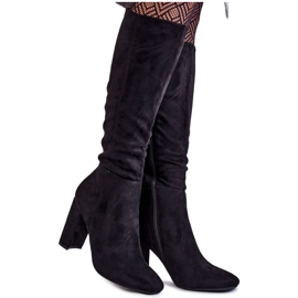 PA1 Botas Cálidas De Ante Con Tacón Black Obsessive negro