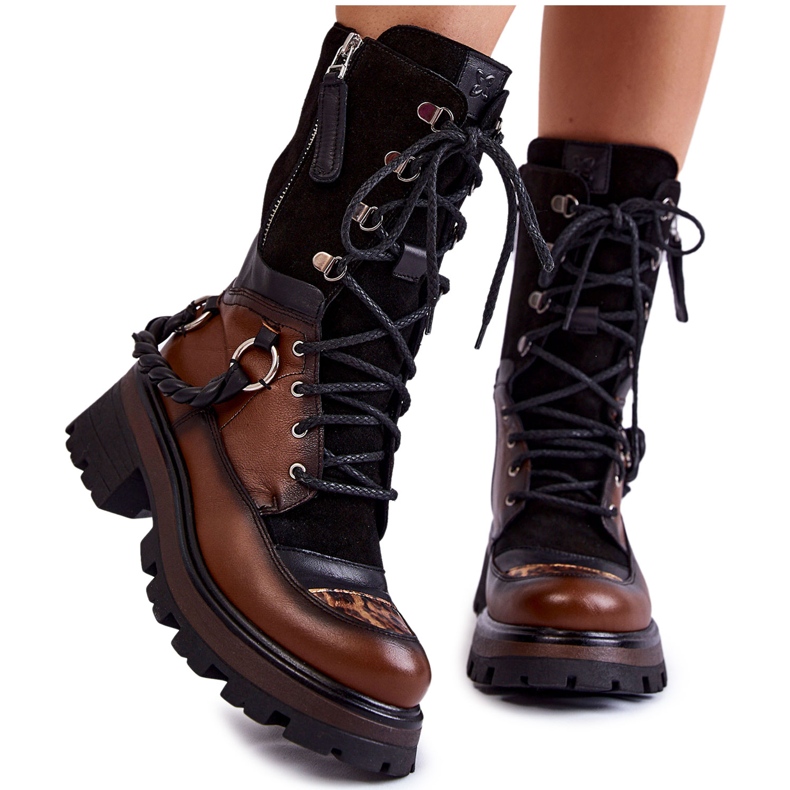 Botas Altas de Cuero Workers Maciejka 05586-29 Marrón y Negro