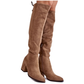 Vinceza Botas De Mujer Con Tacón Ante Beige Corrig
