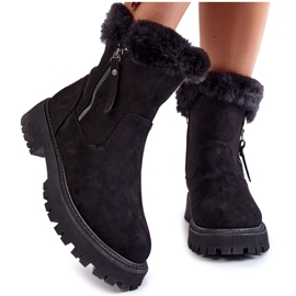Vinceza Botas de ante negro Rezan con piel en una cremallera