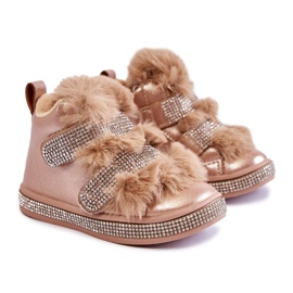 Botas de nieve cálidas de cuero para niños Golden Leela dorado