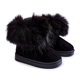Botas De Nieve Infantiles Ariana Negras Con Pelo negro Botas De Nieve Infantiles Ariana Negras Con Pelo negro