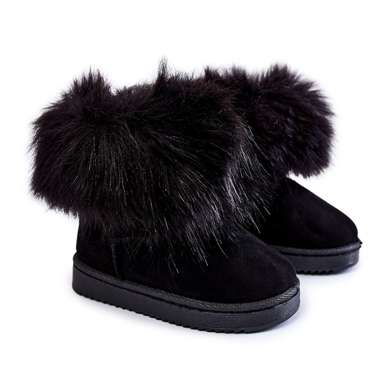 Botas De Nieve Infantiles Ariana Negras Con Pelo negro