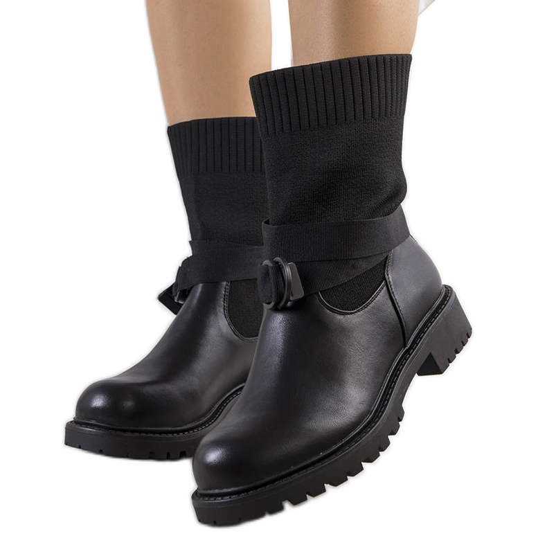 Botas negras con parte superior Ricky flexible negro