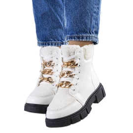 Botines Boren de piel de cordero blanca blanco