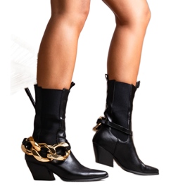 Botas cowboy negras con cadenas Nash negro