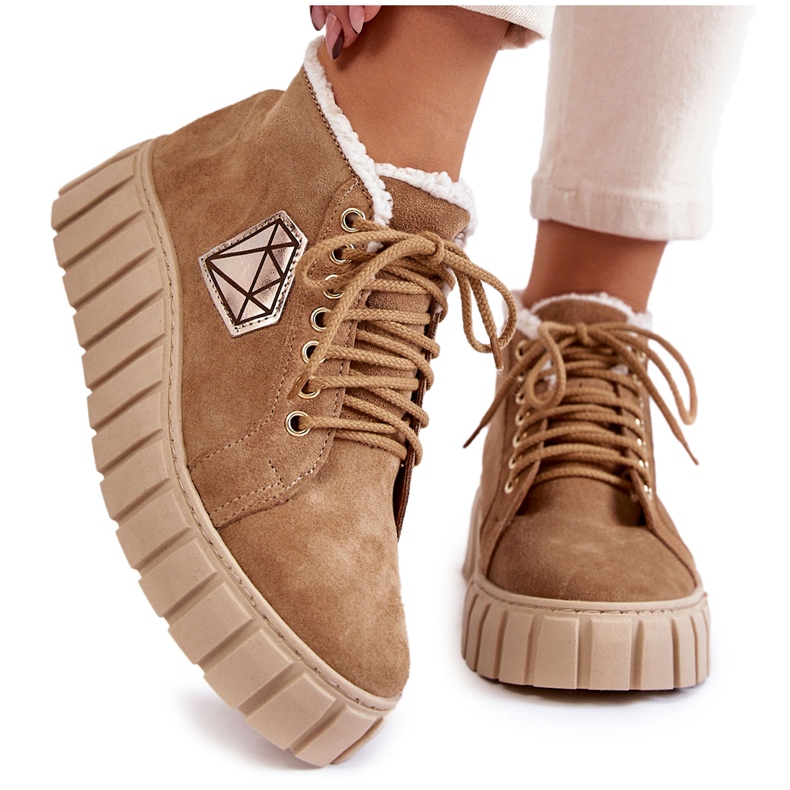 Zapatos Deportivos Ante Atados Lewski Shoes 3252/N Beige