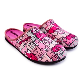 Pantuflas Caseras En Gatos Inblu GF-12-023 Rosa rosado gris