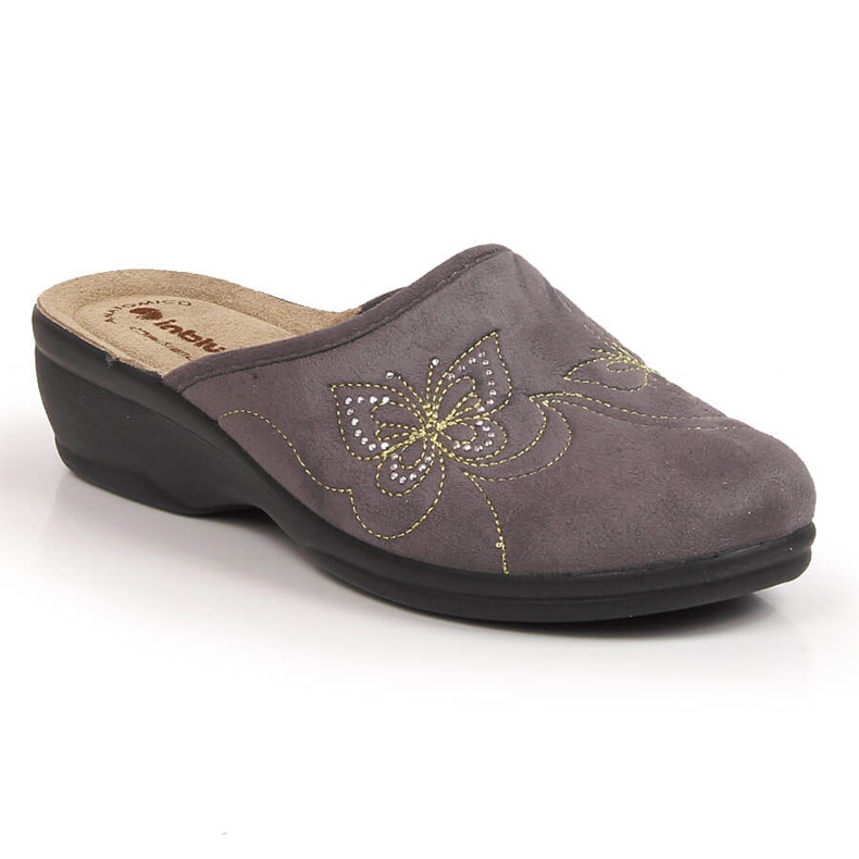 Cómodas zapatillas de estar por casa de terciopelo gris Inblu para mujer