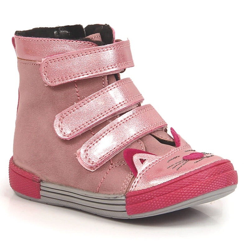 Botas niña con velcro insuladas rosas gatos Kornecki 6899 rosado