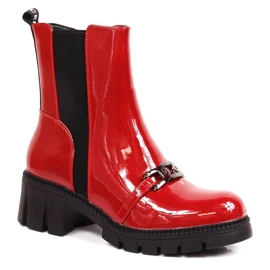 Botas barnizadas sobre taco y plataforma con cadena Potocki W WOL115B rojo