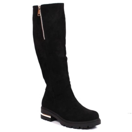 Botas cálidas de ante con cremallera Potocki W WOL116 negro