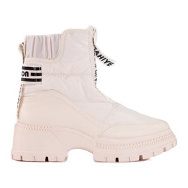 Botas de nieve beige para mujer en la plataforma Shelovet