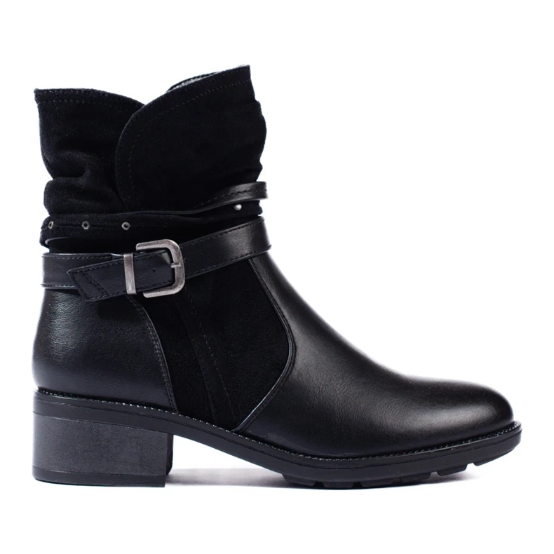 Botines de mujer con tira decorativa. negro