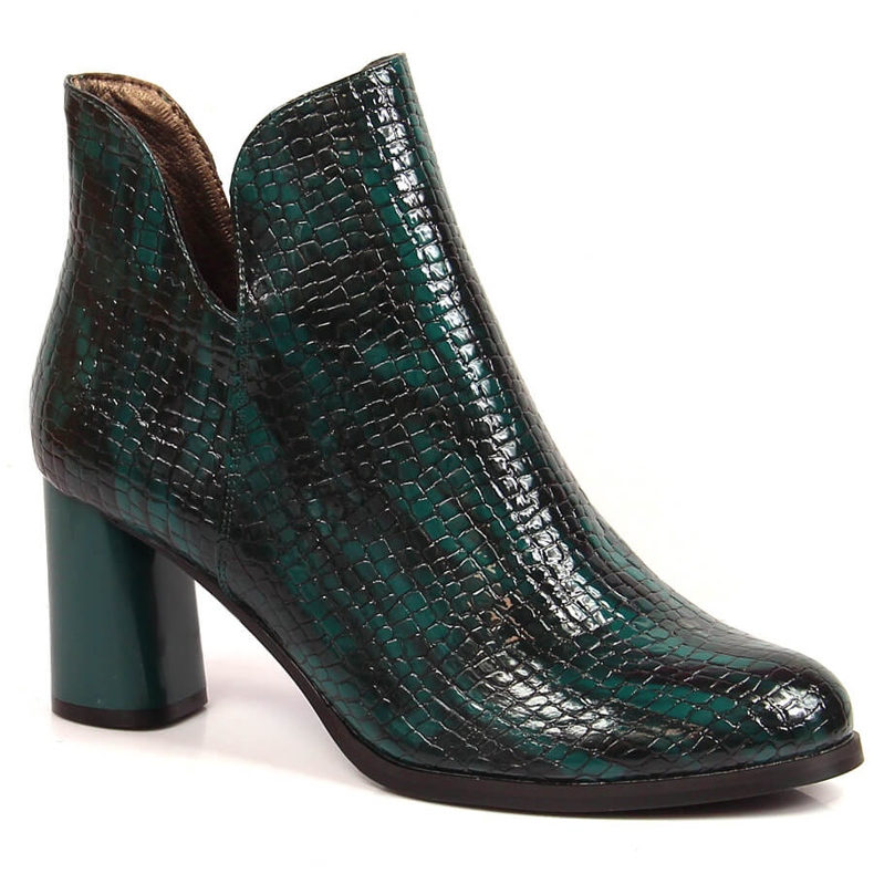 Botas de mujer lacadas sobre poste de cocodrilo, con aislamiento verde Jezzi