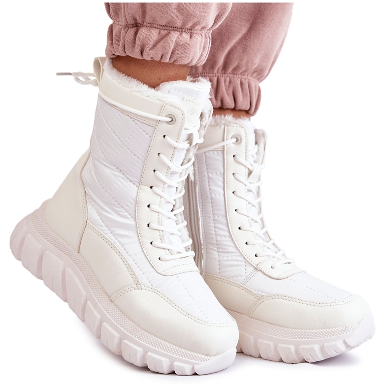 Vinceza Botas De Nieve De Mujer Con Cordones En La Plataforma Blanco Y Beige Anubi Vinceza Botas De Nieve De Mujer Con Cordones En La Plataforma Blanco Y Beige Anubi