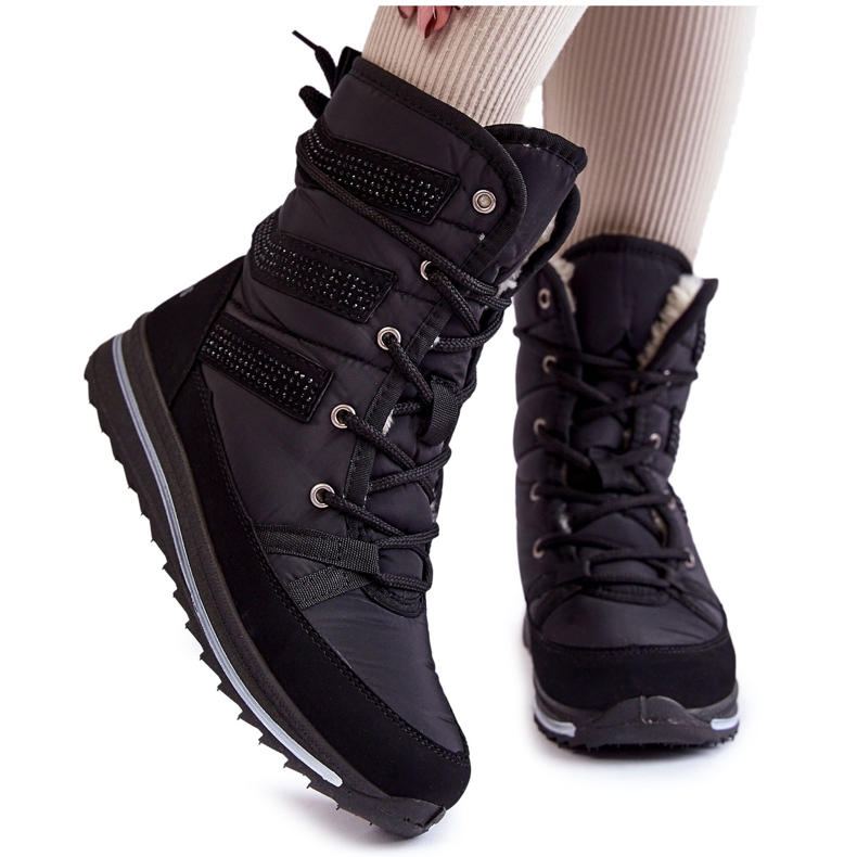 Botas de nieve con cordones para mujer Progress PROGJ-22-134 Negro