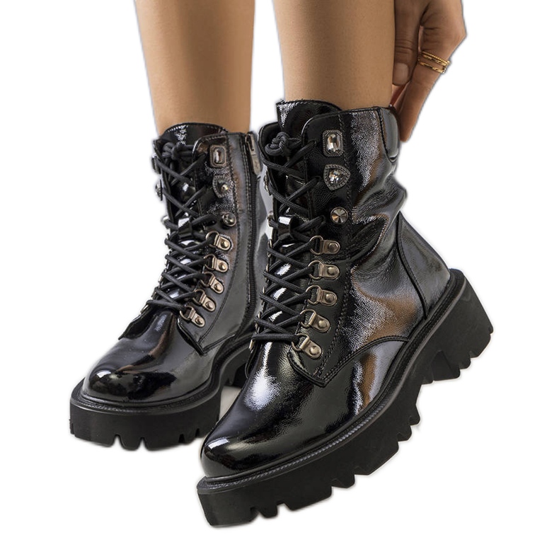 PA1 Botas negras en la suela del tractor de Iglesi negro