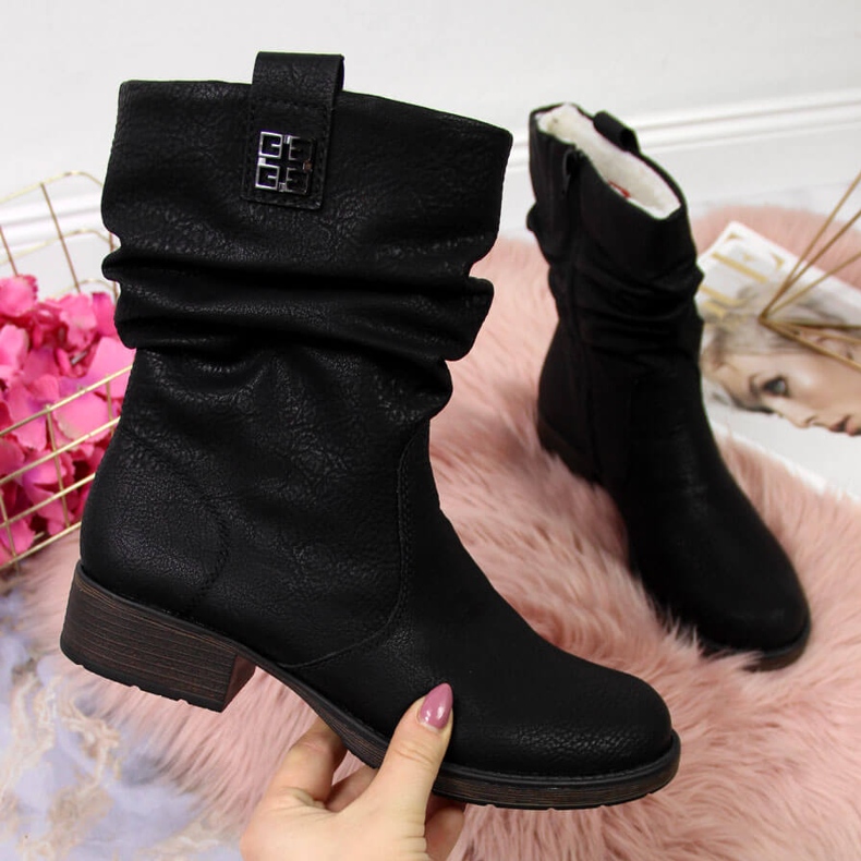 Botas negras de mujer con aislamiento de lana Rieker Z9583 negro