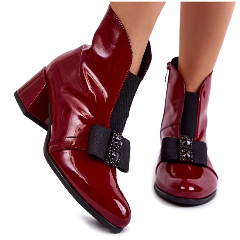 PA2 Botas Lacadas De Tacón Alto Con Lazo Decorativo Hallie Burdeos rojo multicolor PA2 Botas Lacadas De Tacón Alto Con Lazo Decorativo Hallie Burdeos rojo multicolor