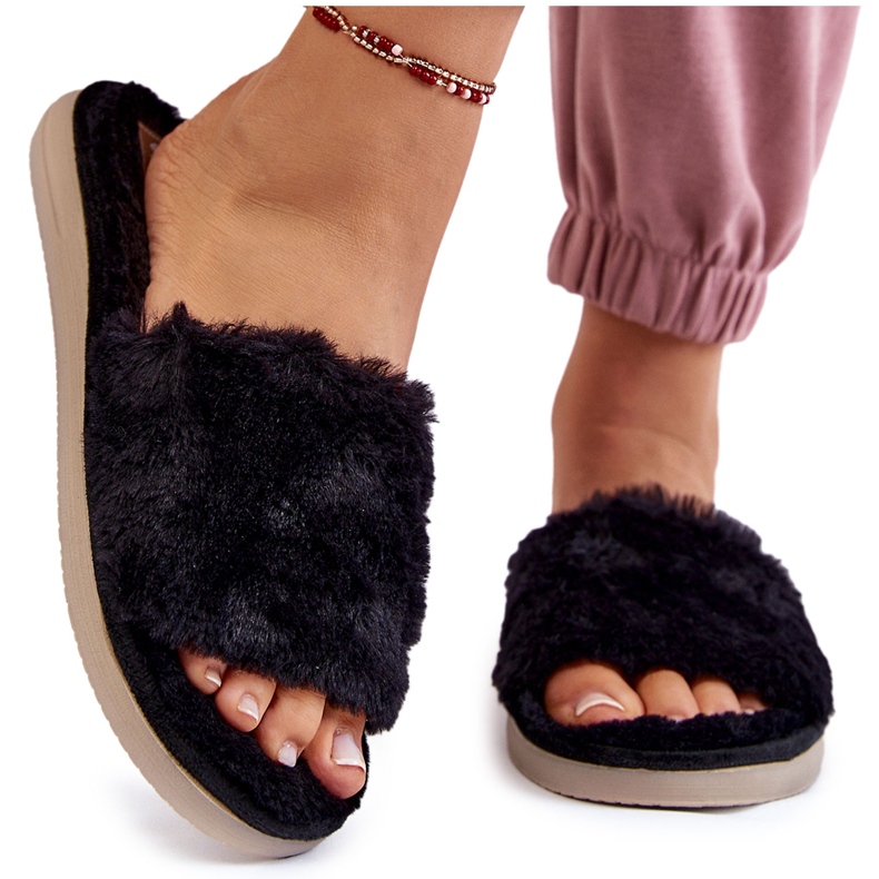 Pantuflas De Casa Pantuflas Con Pelo Inblu EK-05-014 Negro