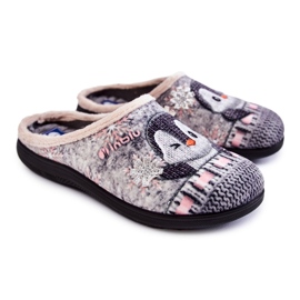 Pantuflas de Estar por Casa Mujer Pingüinos Inblu EC-81-025 Gris beige