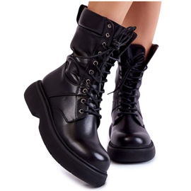 Botas Mujer Piel Botas Cordones Negro Passione