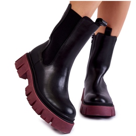 Botas Workers Plataforma Mujer Negro-Clarete Aliana