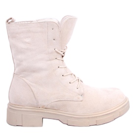BM Botines Lavey Beige de ante con cordones