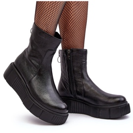 PL5 Botas De Mujer De Cuero En La Plataforma Jenefer Negra negro