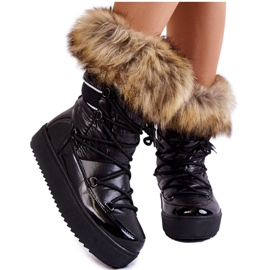 PA1 Botas De Nieve De Mujer Con Cordones Y Piel Black Shannon negro PA1 Botas De Nieve De Mujer Con Cordones Y Piel Black Shannon negro