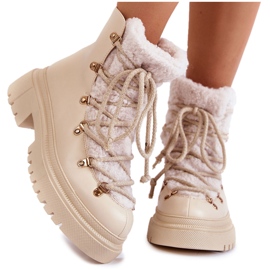 PS1 Botas Cálidas Piel Beige Claro Arisa