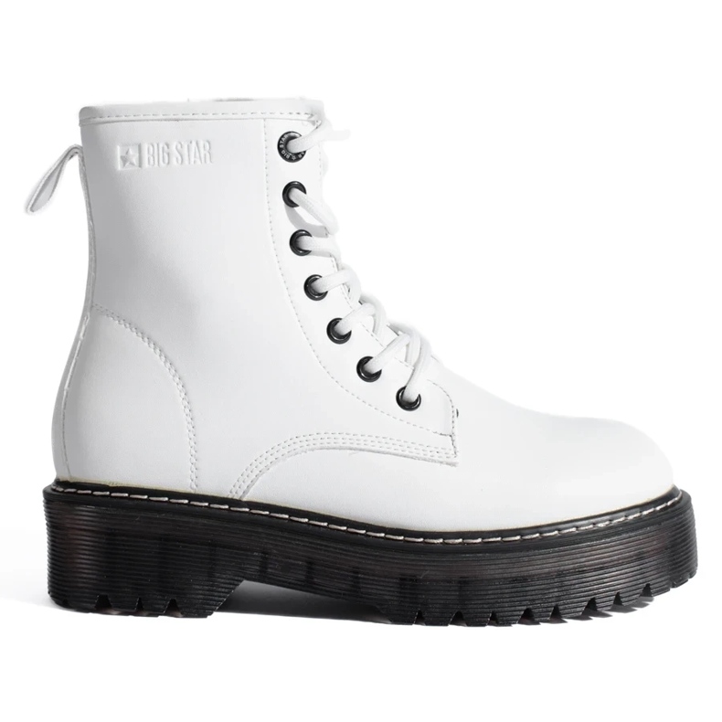 Botas de mujer blancas con cordones Big Star KK274536 blanco