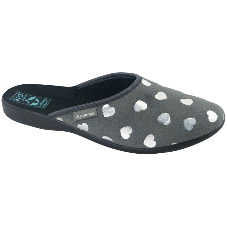 Pantuflas Mujer Con Corazones BIO Adanex 27938 Gris