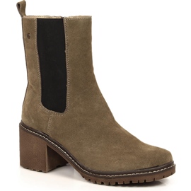 Botas de piel de ante para mujer en un poste, beige cálido Filippo
