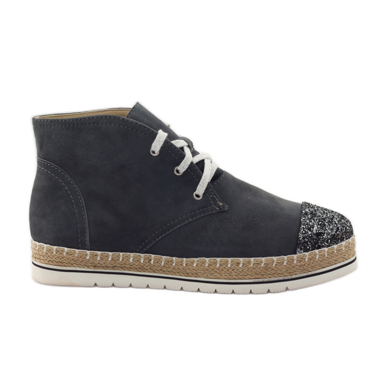 Alpargatas de piel para mujer, gris/plateado, Neścior