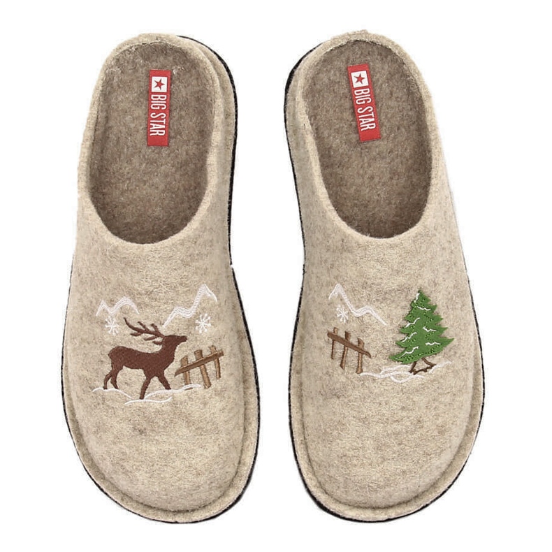 Zapatillas de estar por casa de mujer en fieltro de lana beige Big Star KK276016