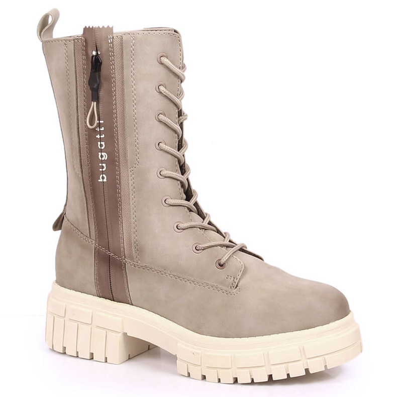Deportivas cómodas de mujer en la plataforma, con aislamiento beige Bugatti KK253096 Deportivas cómodas de mujer en la plataforma, con aislamiento beige Bugatti KK253096