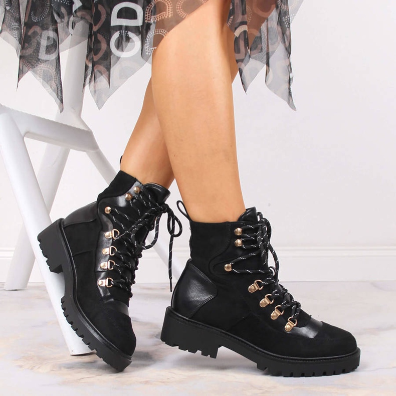 Botas cálidas de mujer negras con cordones eVento negro