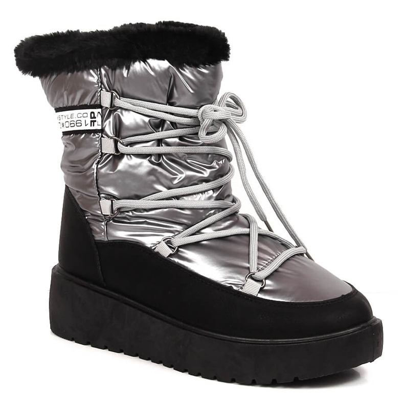 Botas cálidas de invierno con cordones plateadas para mujer Filippo plata