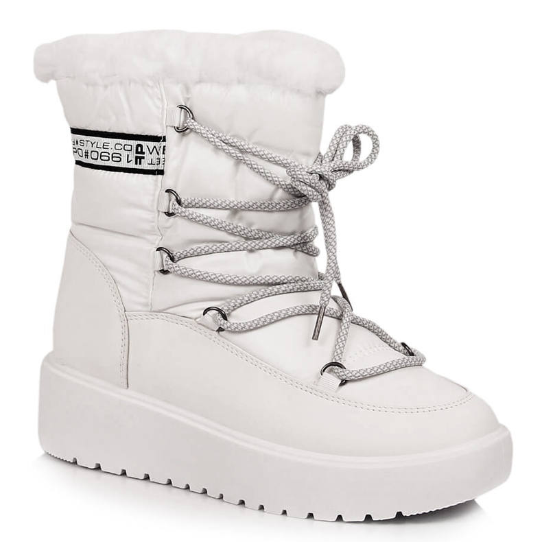Blanco Botas de nieve cálidas de mujer con cordones Filippo