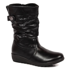 Botas mujer cómodas, arrugadas, con aislamiento negro Sabatina